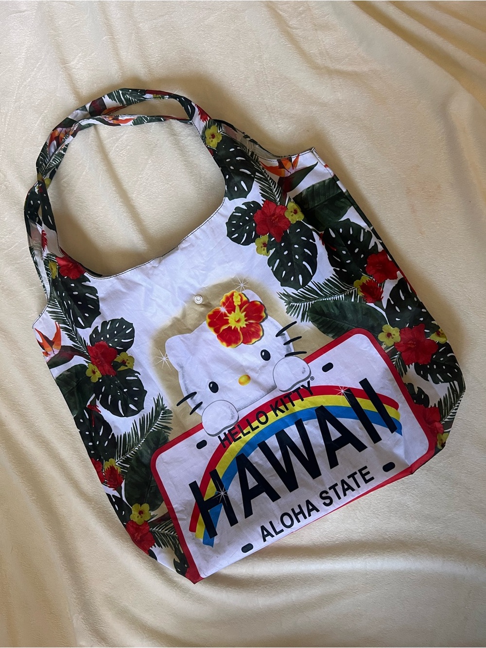 Hello Kitty Tropical Hawaii Tote - White, Red, Green